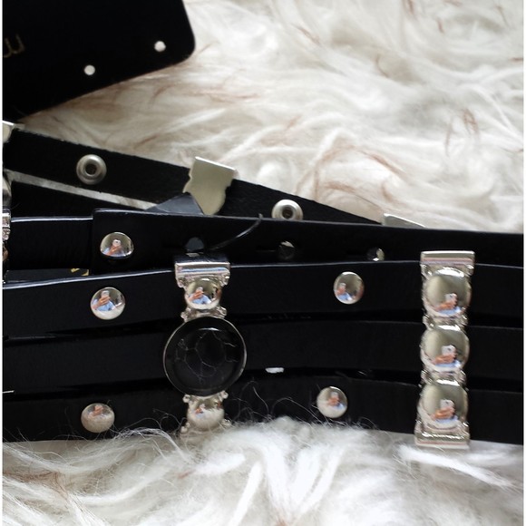 NWT Maje Amino Black Stud Leather Belt SZ 3 Large Decorative Crystal Adjustable - Picture 8 of 11